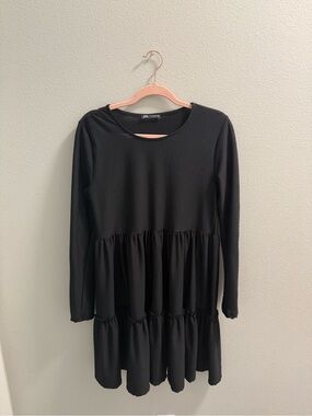 Zara Black Long-Sleeve Tiered Dress